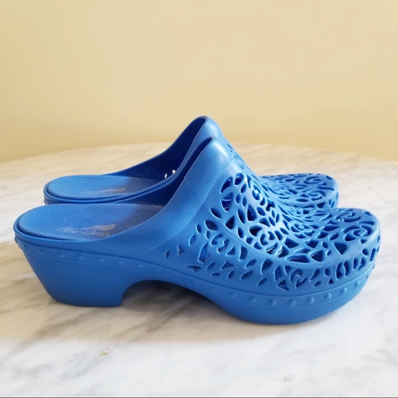 Dansko Pippa Jelly Blue Slip On Cut Out Clogs - Picture 4 of 7